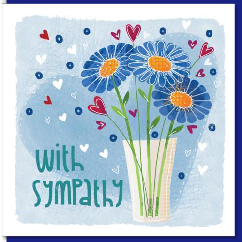 Picture of Sympathy Flowers and Hearts Greetings Card