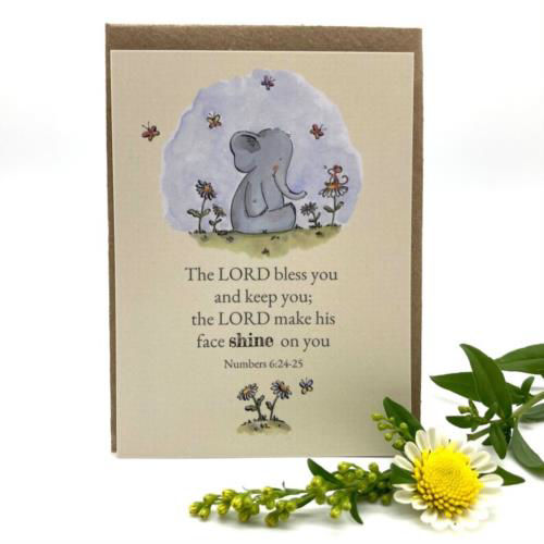 Picture of The Lord Bless you Elephant Keepsake Card