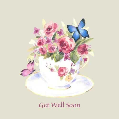 Picture of Get well Teacup with flowers Card