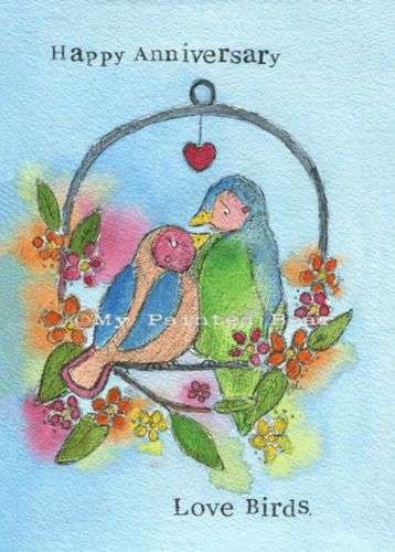 Picture of My Painted Bear Greetings Card - Love Birds