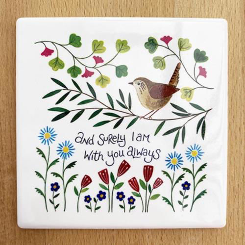Picture of Surely I Am With You Garden Birds Design Coaster