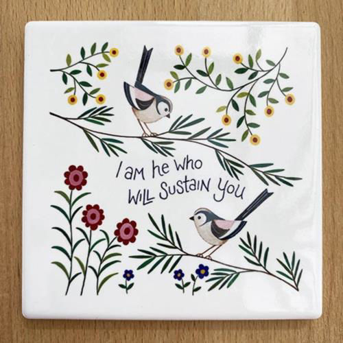 Picture of I am He Who Will Sustain You  Garden Birds Design Coaster